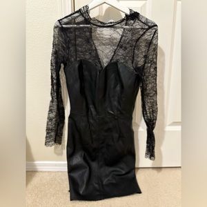 Zara leather dress with lace, NWOT